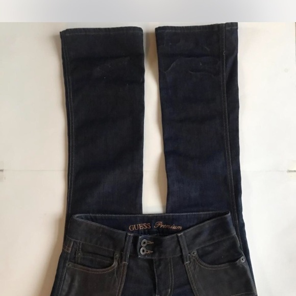 Vintage Guess Y2K low rise wide leg jeans with brown leather details - Picture 2 of 4